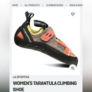La Sportiva Women's Tarantula Climbing Shoe - Black, Orange, Gray leather upper